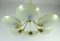 6-Leuchten Kronleuchter aus Messing & Geriffeltem Glas, 1950er 9