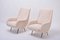 Italian Aldo Morbelli Style Beige Faux Teddy Fur Lounge Chairs, 1950s, Set of 2, Image 1