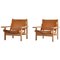 Scandinavian Model 168 Hunting Chairs in Oak and Leather by Kurt Østervig, Set of 2 1