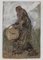 Gabriele Galantara - Woman with Basket - Original ink, Tempera and Watercolor - 1905 1