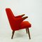 Scandinavian Mini Bear Teak Lounge Chair with New Red Fabric by Svend Skipper 10