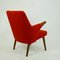 Scandinavian Mini Bear Teak Lounge Chair with New Red Fabric by Svend Skipper 9