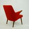 Scandinavian Mini Bear Teak Lounge Chair with New Red Fabric by Svend Skipper, Image 9