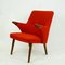 Scandinavian Mini Bear Teak Lounge Chair with New Red Fabric by Svend Skipper 4