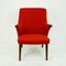 Scandinavian Mini Bear Teak Lounge Chair with New Red Fabric by Svend Skipper 3