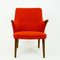 Scandinavian Mini Bear Teak Lounge Chair with New Red Fabric by Svend Skipper 2