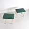 Italian Ottomans with Curved Tubular Brass Structure & Green Vinyl Seats, 1960s, Set of 2 3