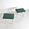 Italian Ottomans with Curved Tubular Brass Structure & Green Vinyl Seats, 1960s, Set of 2, Image 3
