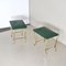 Italian Ottomans with Curved Tubular Brass Structure & Green Vinyl Seats, 1960s, Set of 2, Image 4