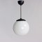 Czechoslovakian Brown Bakelite & White Opaline Glass Ball Ceiling Lamp, 1950s 1
