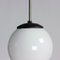 Czechoslovakian Brown Bakelite & White Opaline Glass Ball Ceiling Lamp, 1950s 3