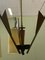 Glass, Teak & Brass Ceiling Lamp, 1960s 10