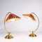 Brass Table Lamps with Fabric Shades, 1960s, Set of 2, Image 1