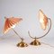 Brass Table Lamps with Fabric Shades, 1960s, Set of 2 3