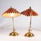 Brass Table Lamps with Fabric Shades, 1960s, Set of 2 4