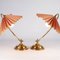 Brass Table Lamps with Fabric Shades, 1960s, Set of 2 5