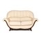 2-Sitzer Sofa aus Cremefarbenem Leder & Holz von Nieri 1
