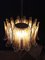 Lámpara de araña italiana de latón y cristal de Murano con 36 pétalos en ámbar, 1988, Imagen 6