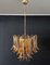 Lámpara de araña italiana de latón y cristal de Murano con 36 pétalos en ámbar, 1988, Imagen 2