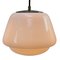 Mid-Century Industrial White Opaline Glass Pendant Lamp with Brass Top 3