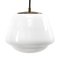 Mid-Century Industrial White Opaline Glass Pendant Lamp with Brass Top 1