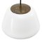 Mid-Century Industrial White Opaline Glass Pendant Lamp with Brass Top 4