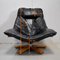 Leather & Beech Swivel Chair, 1970s 23