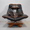 Leather & Beech Swivel Chair, 1970s 22