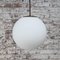 Mid-Century European Matte White Opaline Glass Pendant Lamp with Brass Top, Image 5