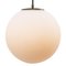 Mid-Century European Matte White Opaline Glass Pendant Lamp with Brass Top, Image 2