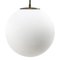 Lampe à Suspension Mid-Century Blanche en Verre Opalin Blanc Mat avec Plateau en Laiton 1