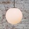 Mid-Century European Matte White Opaline Glass Pendant Lamp with Brass Top, Image 6