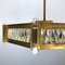 Vintage Italian Hexagonal Brass, Glass & Acrylic Glass Ceiling Lamp, 1950s 4