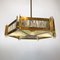 Vintage Italian Hexagonal Brass, Glass & Acrylic Glass Ceiling Lamp, 1950s 11