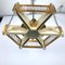 Vintage Italian Hexagonal Brass, Glass & Acrylic Glass Ceiling Lamp, 1950s 3