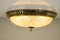 Mid-Century Art Nouveau Style Glass & Brass Flush Mount Ceiling Lamp from Kaiser Leuchten 2