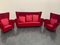 Red Velvet Armchairs and Sofa, 1950s, Set of 3 13