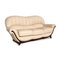 Cremefarbenes 3-Sitzer Sofa aus Leder & Holz von Nieri 6