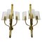Mid-Century Modern Brass and Acrylic Glass Cinema Wall Lamps, 1950s, Set of 2 1