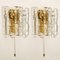 Ice Glass Wall Sconces with Brass Tone by J.T Kalmar, Set of 6 2