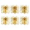 Ice Glass Wall Sconces with Brass Tone by J.T Kalmar, Set of 6, Image 1