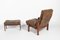 Swedish Modern Patchwork Leather Armchair with Ottoman, 1960s, Image 4