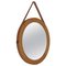 Vintage Danish Modern Oval Mirror In Oak with Leather Strap, 1967 1