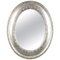 Neoclassical Empire Style Oval Silver Hand Carved Wooden Mirror, Spain, 1970s 1