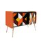 Mid-Century Style Italian Solid Wood, Colored Glass & Brass Sideboard, Image 4