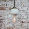 Mid-Century Industrial White Porcelain, Clear Glass & Brass Pendant Lamp 5