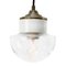 Mid-Century Industrial White Porcelain, Clear Glass & Brass Pendant Lamp 1