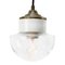 Mid-Century Industrial White Porcelain, Clear Glass & Brass Pendant Lamp, Image 1