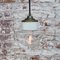 Mid-Century Industrial White Porcelain, Clear Glass & Brass Pendant Lamp, Image 4