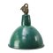 Mid-Century Industrial Petrol Green Enamel Pendant Lamp 1